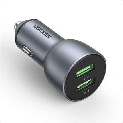 UGREEN 10144 USB Car Charger Adapter 36W - Dual USB Fast Charging