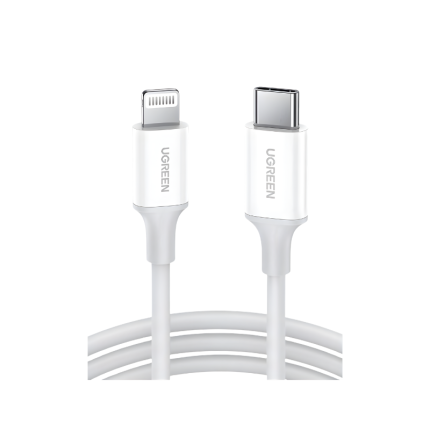 UGREEN 10493 USB-C To Lightning M/M Cable Rubber Shell MFi Certified 1M (White) US171