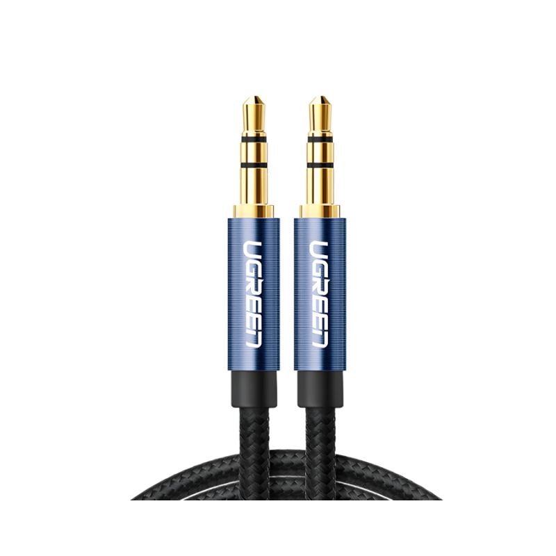 UGREEN 10687 3.5MM Male To 3.5MM Male Cable Gold Plated Metal Case With Braid 2M - Blue