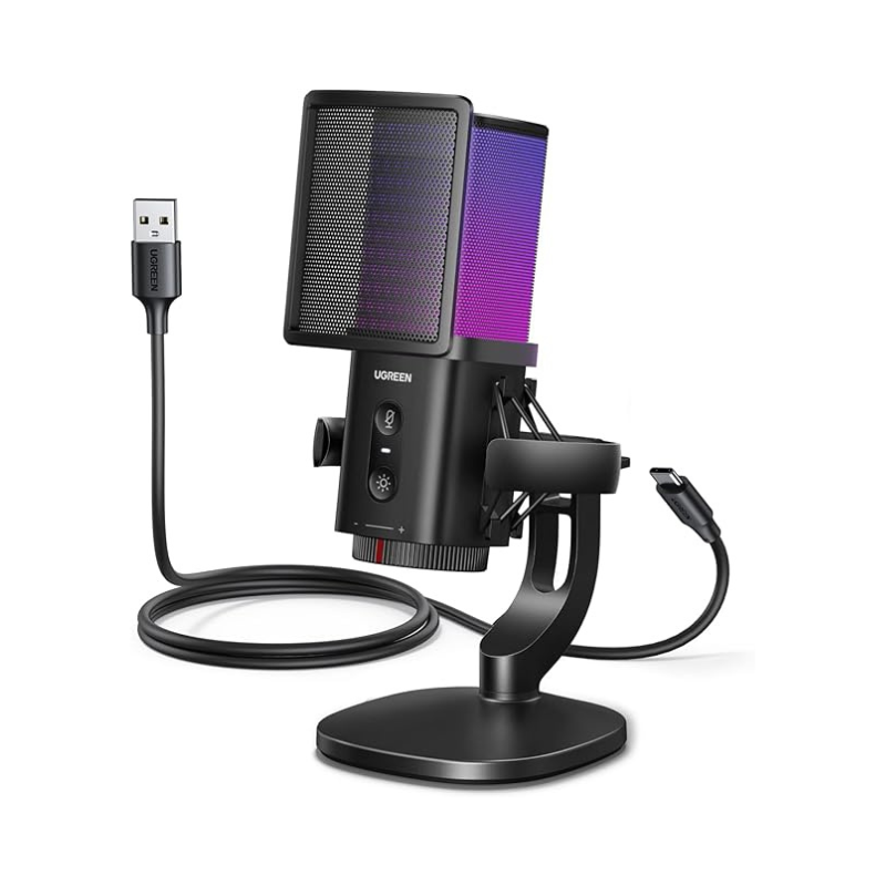 UGREEN 65629 Noise-Cancelling RGB 7-Light USB Desktop Microphone CM581